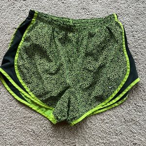 Nike tempo shorts. Size medium. Lime green piping. Slate gray/lime green